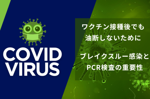 マスクをした人物とウイルスのイラスト、PCR検査でXEC株感染リスクを確認するイメージ